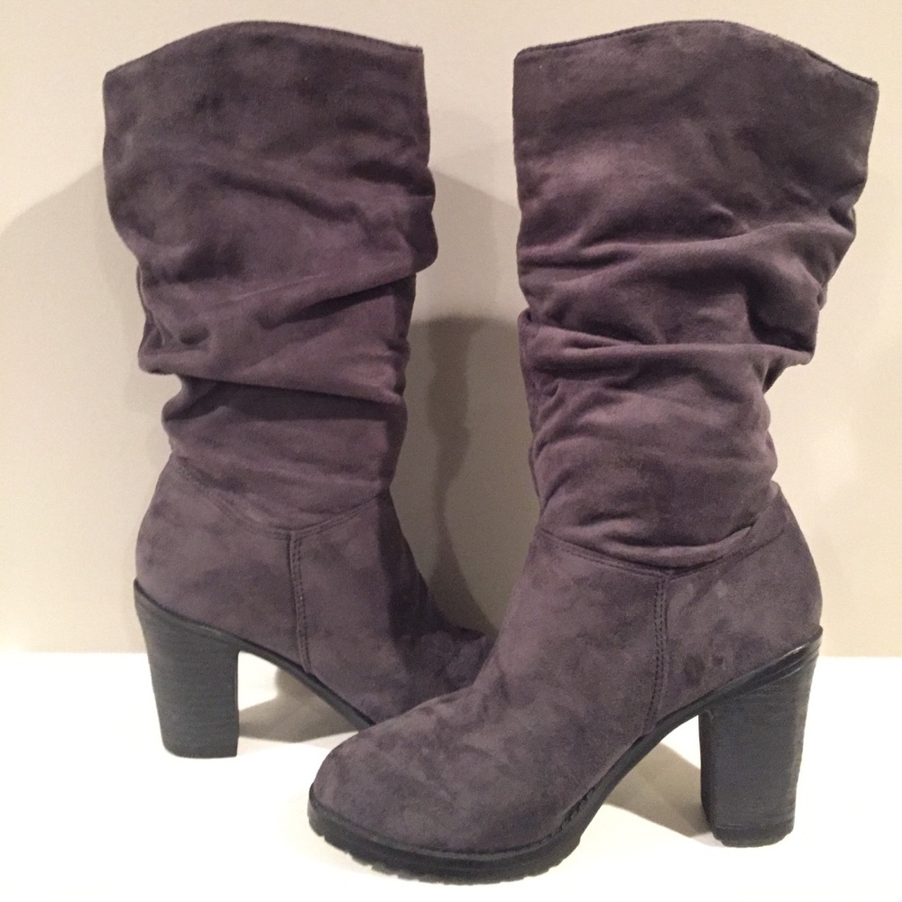 Gray micro suede mid calf boots. Size 5.5